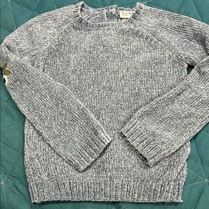 Nicole Miller Girl’s Blue/Gray Textured Sweater Size 6 with floral embroidery